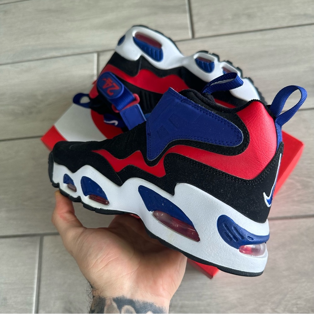 NIKE AIR GRIFFEY RED BLUE BLACK SNEAKERS - Picture 3 of 4